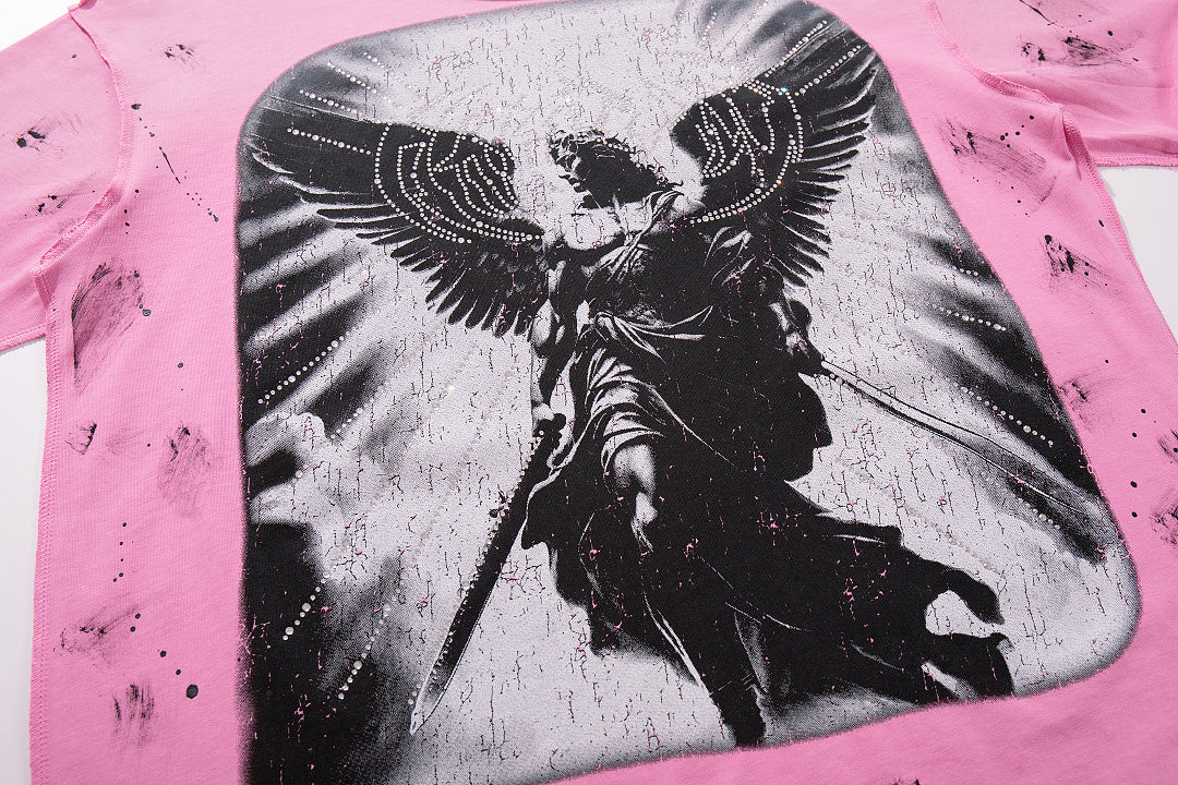 Save Our Souls Pink Tie‑Dye Double‑Sided Graphic Print Crew‑Neck Streetwear T‑Shirt