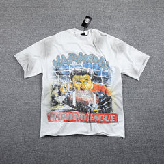 HVM Harmony Retro Car Art Tie‑Dye White Double‑Sided Graphic Print Crew Neck Streetwear T‑Shirt