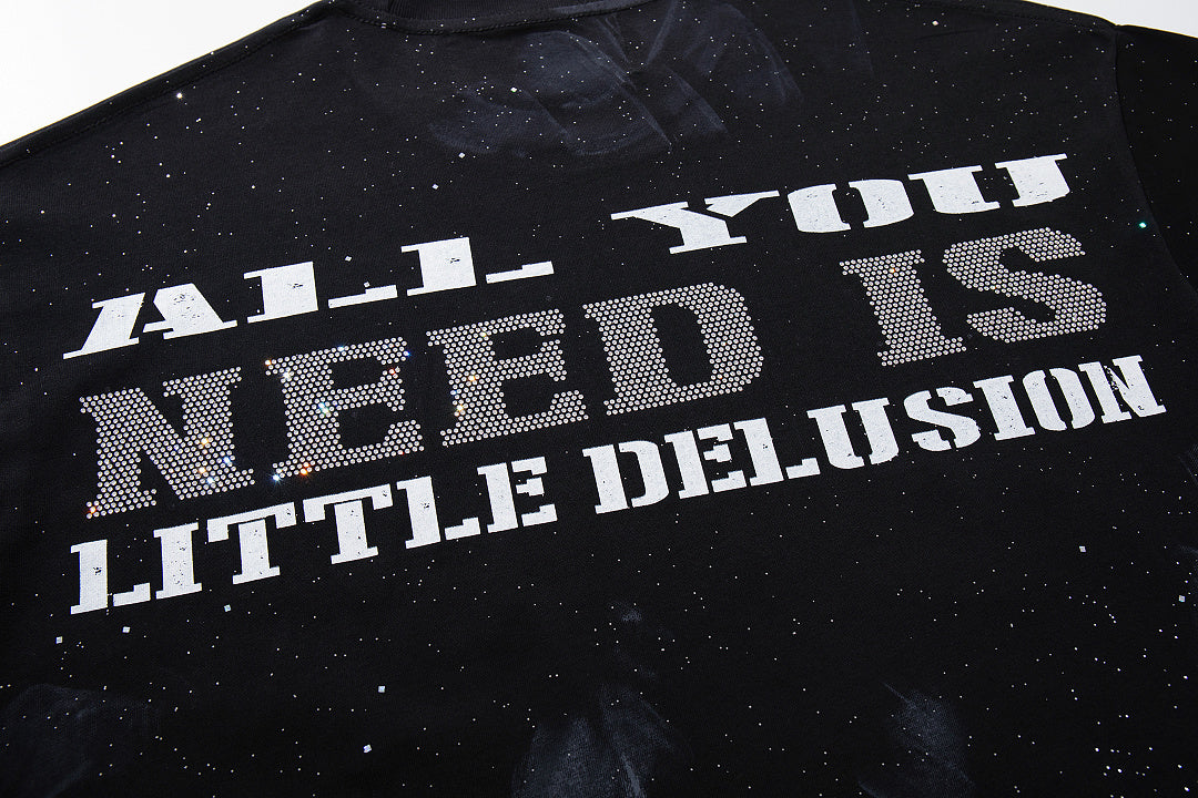 All You Need Is Little Delusion Figure Art Double‑Sided Graphic Print Crew Neck Streetwear T‑Shirt