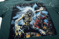 Save Our Souls Dark‑Green Washed Double‑Sided Graphic Print Crew‑Neck Streetwear T‑Shirt