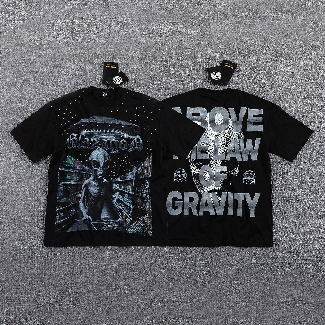 I Move With The Gravity Portrait Double‑Sided Graphic Print Crew Neck Streetwear T‑Shirt