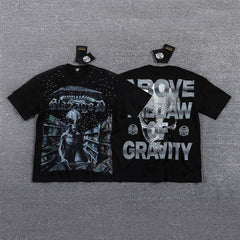 I Move With The Gravity Portrait Double‑Sided Graphic Print Crew Neck Streetwear T‑Shirt