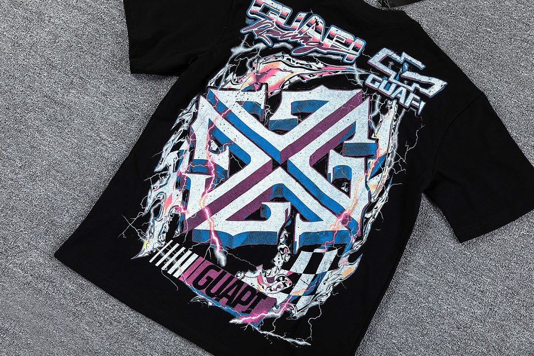 Retro Racing Car Double‑Sided Graphic Print Crew Neck Streetwear T‑Shirt