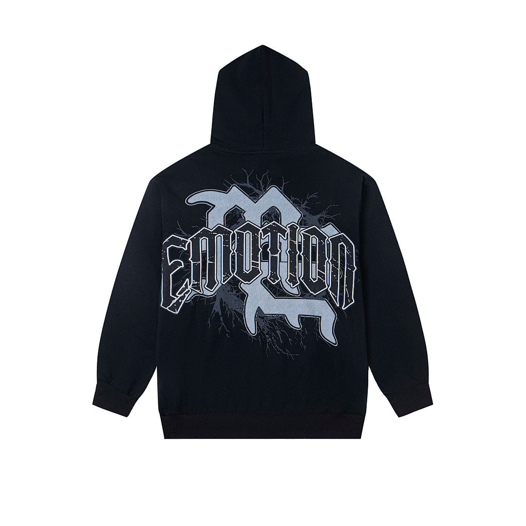Black Vintage Angel Gothic Pullover Oversized Hoodie Urban Streetwear Sweatshirt