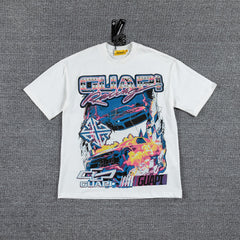 Retro Racing Car Double‑Sided Graphic Print Crew Neck Streetwear T‑Shirt