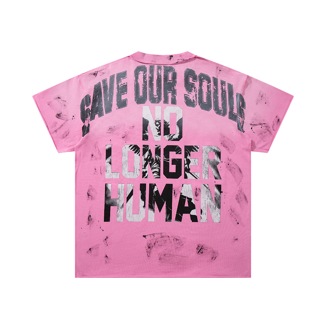 Save Our Souls Pink Tie‑Dye Double‑Sided Graphic Print Crew‑Neck Streetwear T‑Shirt