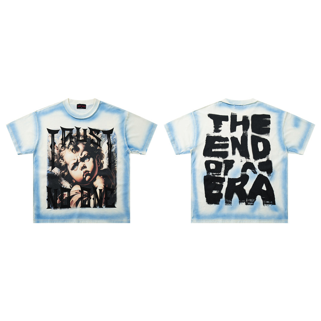 The End Of An Era Portrait Tie‑Dye Double‑Sided Graphic Print Crew Neck Streetwear T‑Shirt