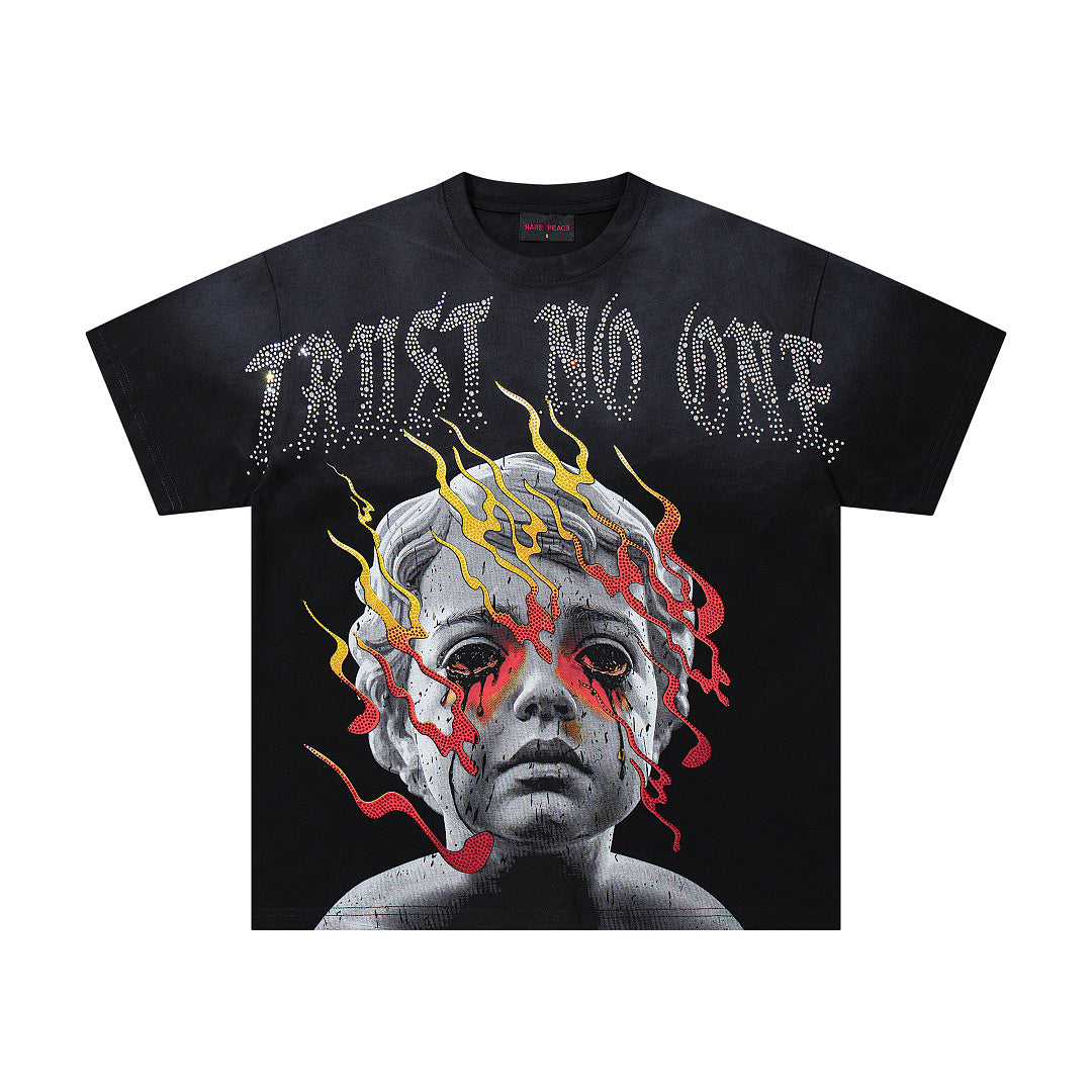 Trust No One Dark‑Age 2.0 Black Double‑Sided Graphic Print Crew‑Neck Streetwear T‑Shirt