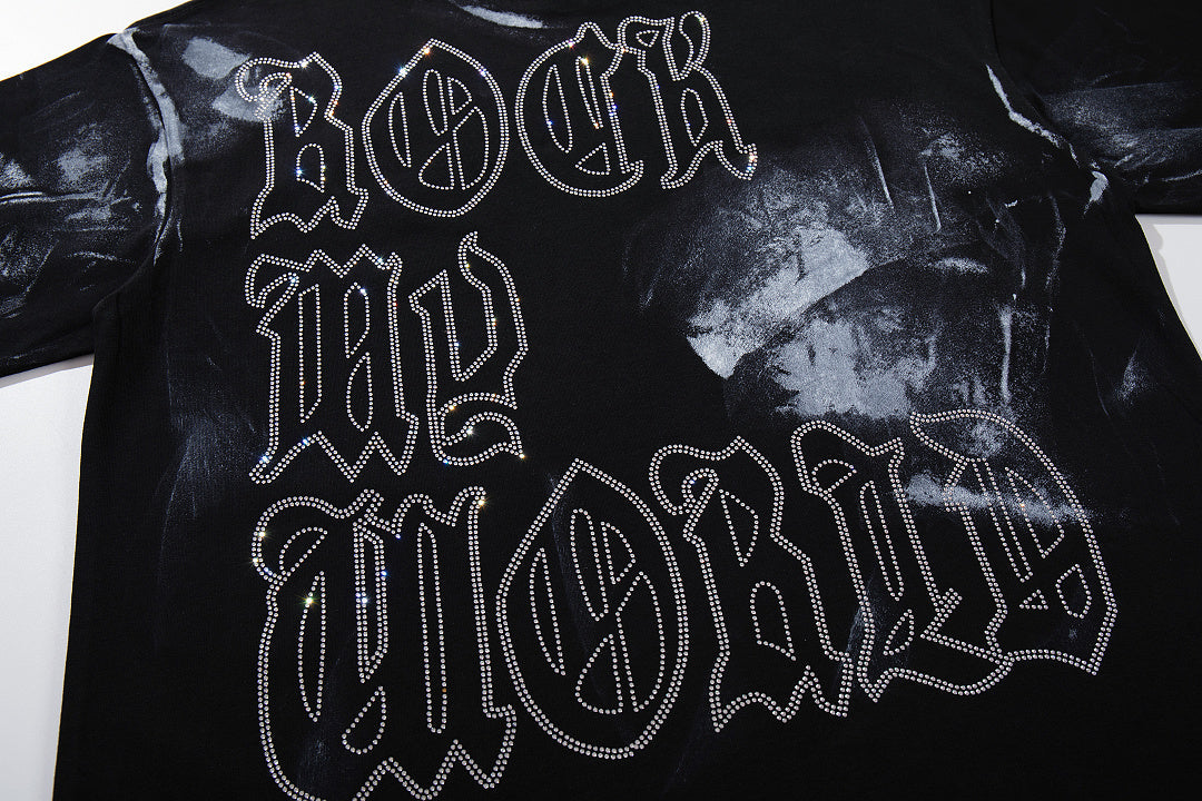 Rock The World Skull Warrior Double‑Sided Graphic Print Crew Neck Streetwear T‑Shirt