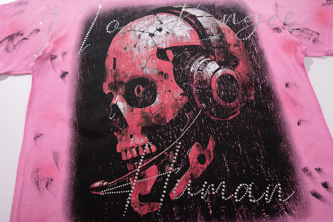 Welcome To The Dark Age 2.0 Pink‑Tie‑Dye Double‑Sided Graphic Print Crew‑Neck Streetwear T‑Shirt