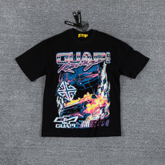 Retro Racing Car Double‑Sided Graphic Print Crew Neck Streetwear T‑Shirt