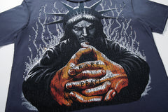 Sorry For The Rest Of The World Navy‑Washed Double‑Sided Graphic Print Crew‑Neck Streetwear T‑Shirt