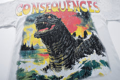 Consequences The End Of An Era Off‑White Washed Double‑Sided Graphic Print Crew‑Neck Streetwear T‑Shirt