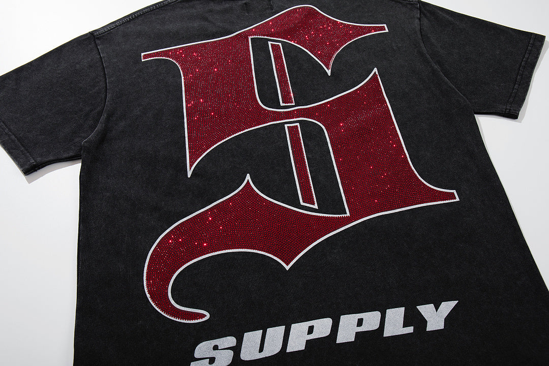 Soldier Troop Black Vintage‑Washed Double‑Sided Graphic Print Crew‑Neck Streetwear T‑Shirt