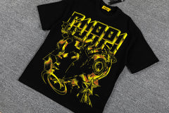 Golden Chain Portrait Double‑Sided Graphic Print Crew Neck Streetwear T‑Shirt