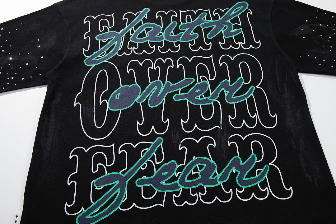 Dark Demon Champion Graffiti Double‑Sided Graphic Print Crew Neck Streetwear T‑Shirt