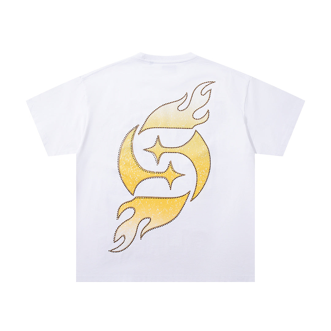 Vintage Supply Galaxy White Double‑Sided Graphic Print Crew‑Neck Streetwear T‑Shirt