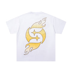 Vintage Supply Galaxy White Double‑Sided Graphic Print Crew‑Neck Streetwear T‑Shirt