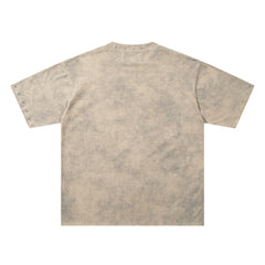 Rockstar Skull Graffiti Off‑White Washed Graphic Print Crew‑Neck Streetwear T‑Shirt