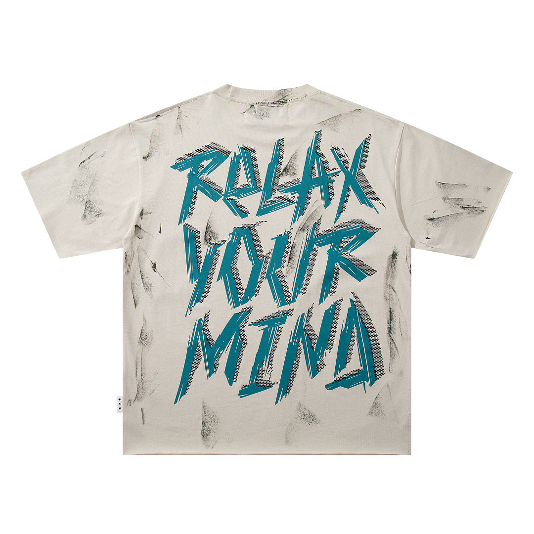 Relax Your Mind Skeleton Double‑Sided Graphic Print Crew Neck Streetwear T‑Shirt