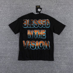 Glazagod Golden Cross Blessed In The Vision Double‑Sided Graphic Print Crew Neck Streetwear T‑Shirt