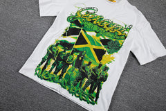 Jamaica Flag Portrait Double‑Sided Graphic Print Crew Neck Streetwear T‑Shirt