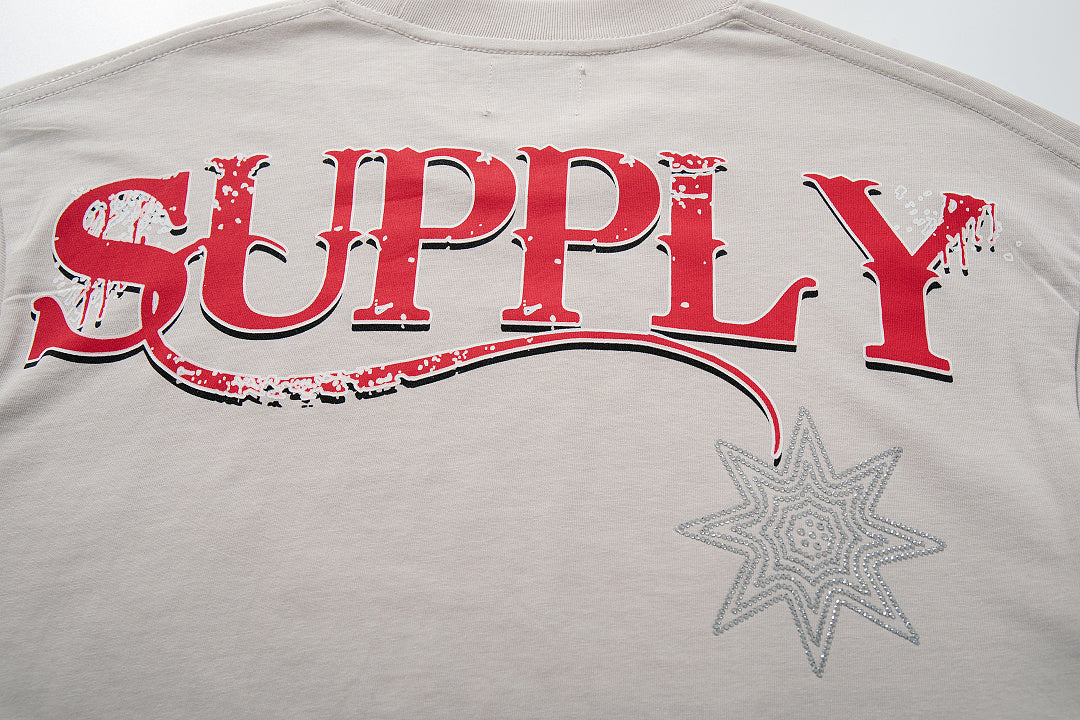 Nature Beast Off‑White Vintage‑Washed Double‑Sided Graphic Print Crew‑Neck Streetwear T‑Shirt