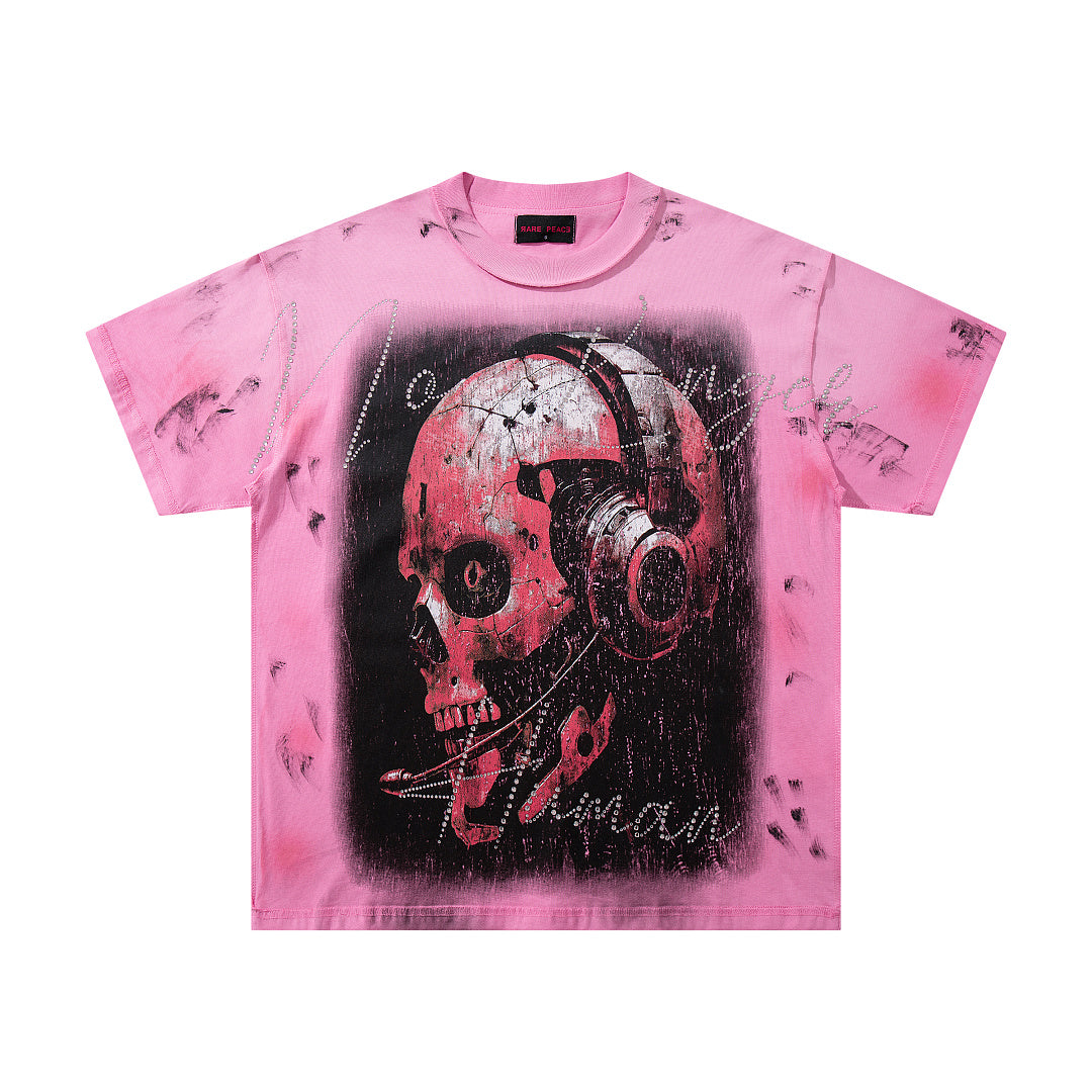 Welcome To The Dark Age 2.0 Pink‑Tie‑Dye Double‑Sided Graphic Print Crew‑Neck Streetwear T‑Shirt