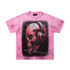 Welcome To The Dark Age 2.0 Pink‑Tie‑Dye Double‑Sided Graphic Print Crew‑Neck Streetwear T‑Shirt
