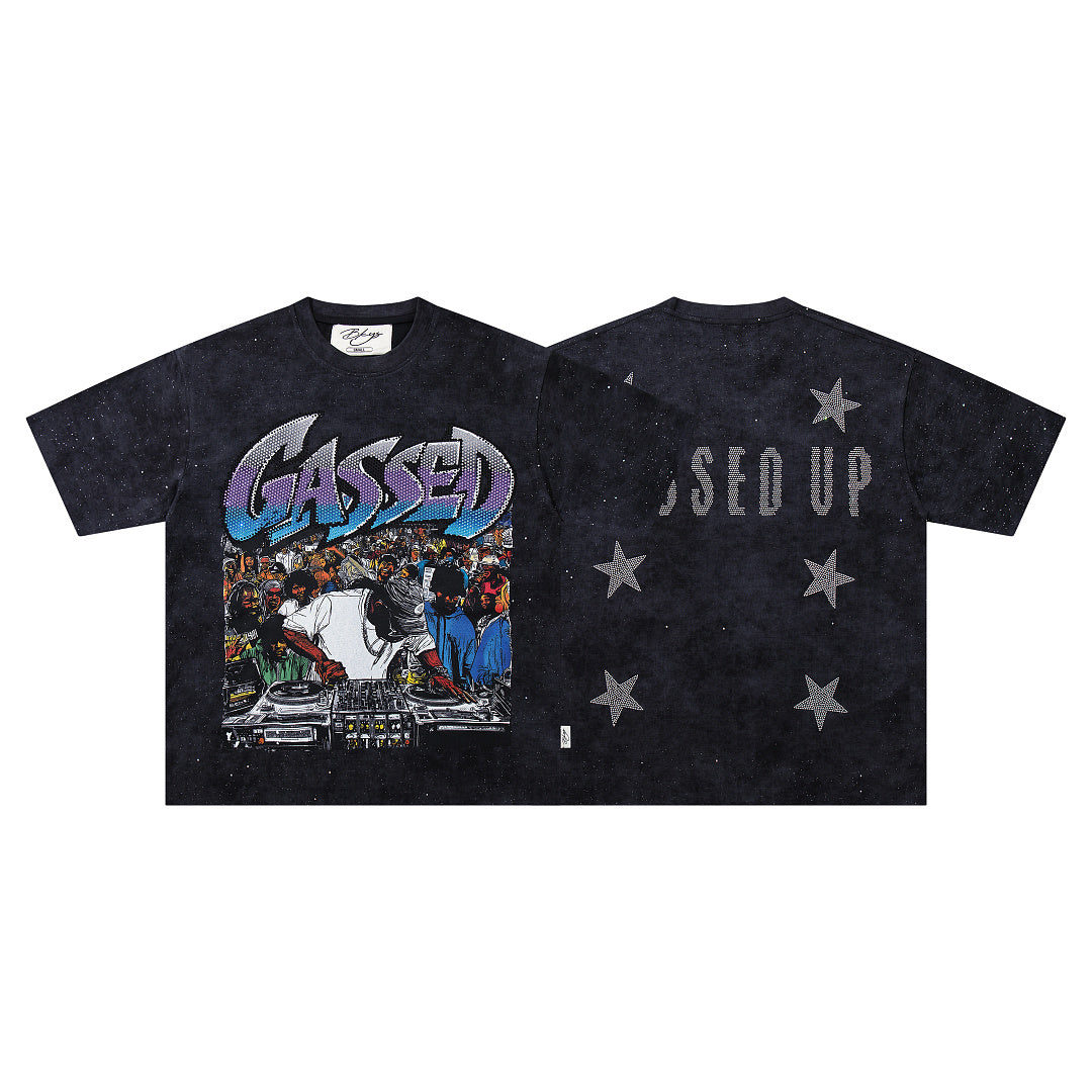 Gossed Up Star Scene Double‑Sided Graphic Print Crew Neck Streetwear T‑Shirt