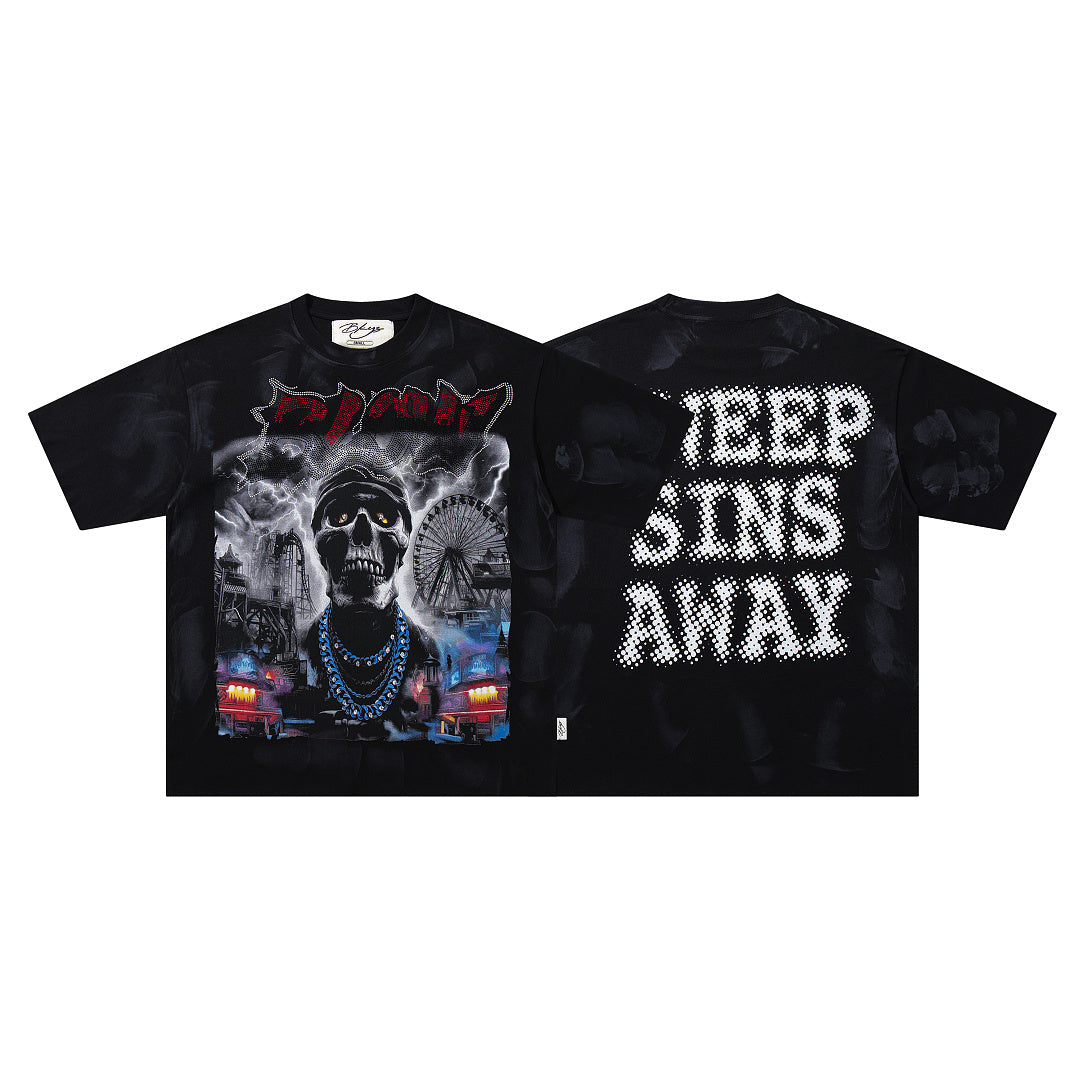 Sweep Sins Away Portrait Double‑Sided Graphic Print Crew Neck Streetwear T‑Shirt