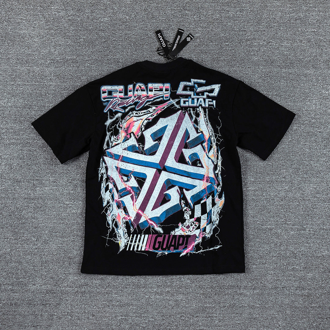 Retro Racing Car Double‑Sided Graphic Print Crew Neck Streetwear T‑Shirt