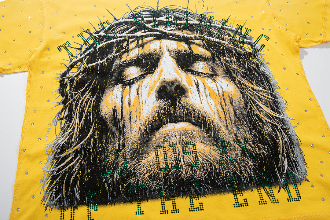 King Of Kings Thorn‑Crown Lion Double‑Sided Graphic Print Crew Neck Streetwear T‑Shirt