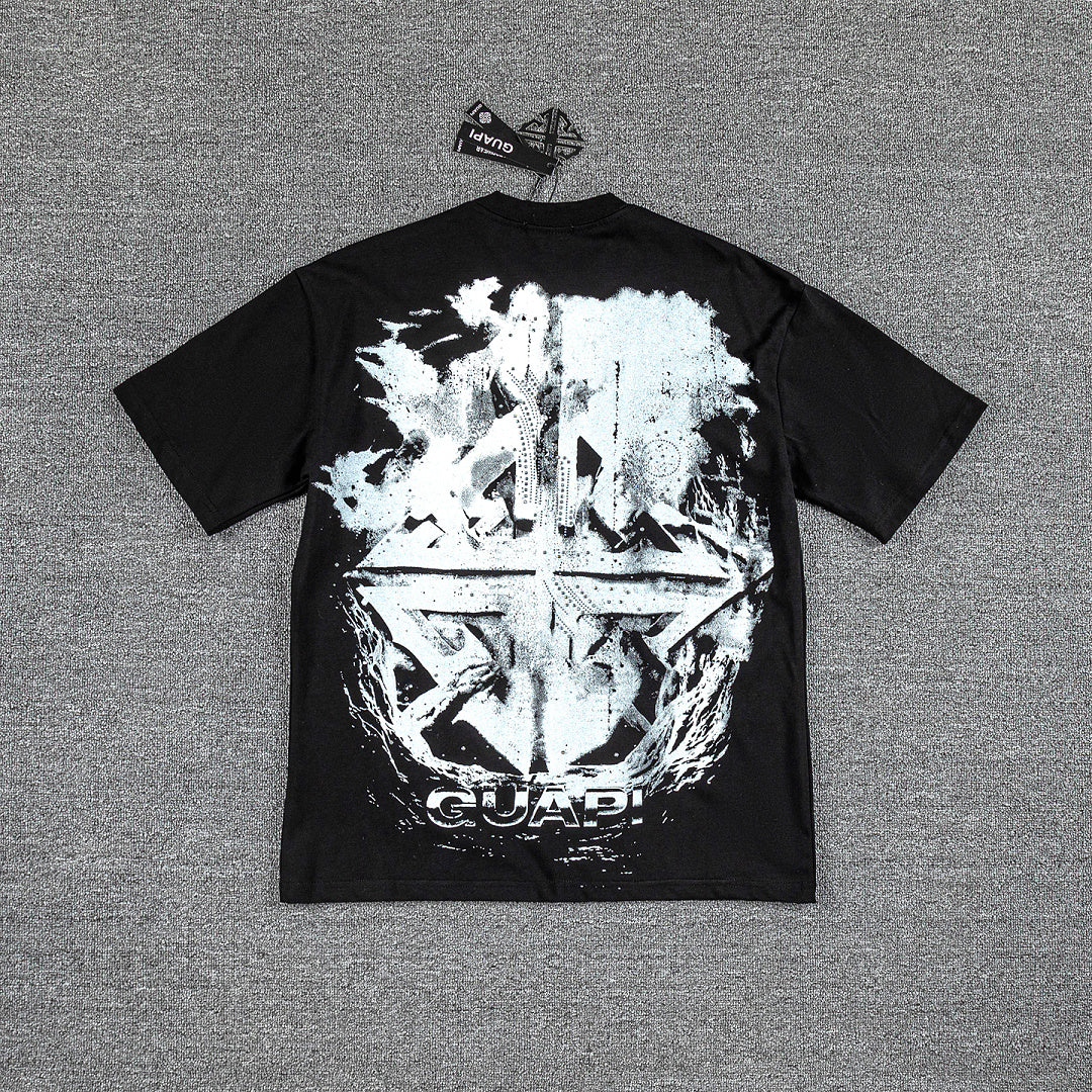 Gothic Cross Skull Double‑Sided Graphic Print Crew Neck Streetwear T‑Shirt