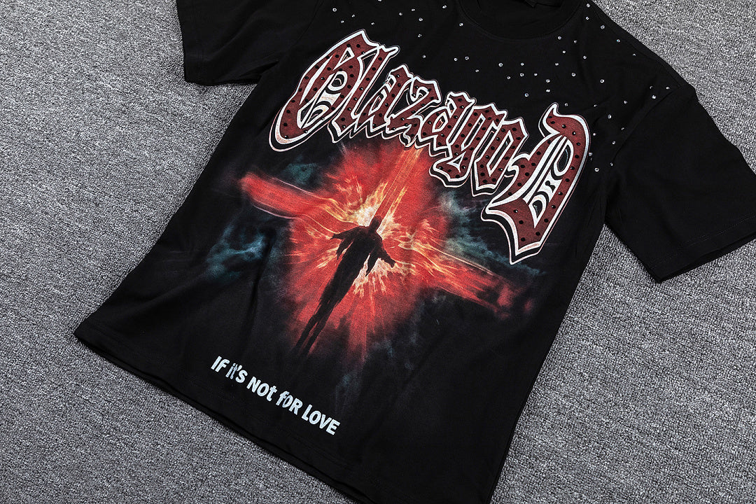 Glazagod Red Star "Then You Welcome For Pain" Double‑Sided Graphic Print Crew Neck Streetwear T‑Shirt