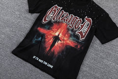 Glazagod Red Star "Then You Welcome For Pain" Double‑Sided Graphic Print Crew Neck Streetwear T‑Shirt