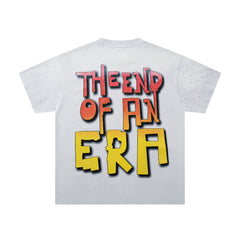 Consequences The End Of An Era Off‑White Washed Double‑Sided Graphic Print Crew‑Neck Streetwear T‑Shirt
