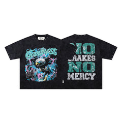 Eagle No Mercy Double‑Sided Graphic Print Crew Neck Streetwear T‑Shirt