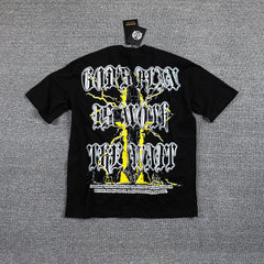 Keep Calm Love The Game Yellow Lightning Double‑Sided Graphic Print Crew Neck Streetwear T‑Shirt