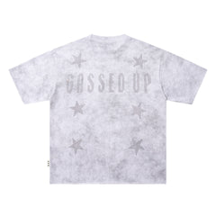 Gossed‑Up Star Scene Off‑White Washed Double‑Sided Graphic Print Crew‑Neck Streetwear T‑Shirt