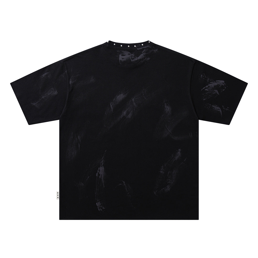 No Peace Graffiti Robot Double‑Sided Graphic Print Crew Neck Streetwear T‑Shirt