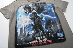 The End Of Pax Americana Taupe‑Washed Double‑Sided Graphic Print Crew‑Neck Streetwear T‑Shirt