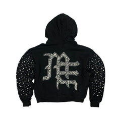 Rhinestone Letter Full‑Zip Hoodie Streetwear Zip‑Up Hooded Jacket