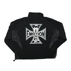 Black Mesh Full Zip Jacket Cross Print Hip‑Hop Loose Street Outerwear