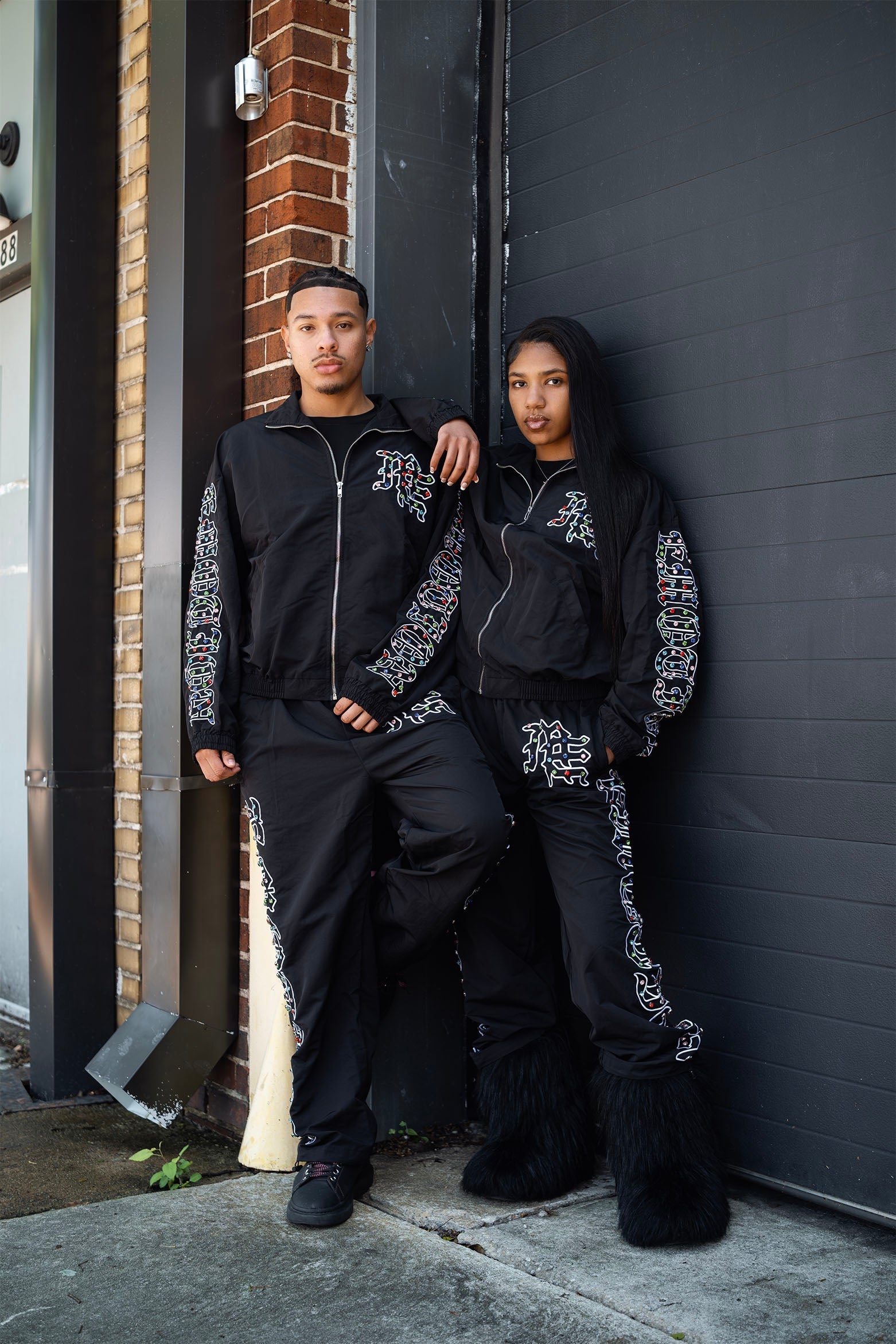 Black Colorful Graffiti Embroidered Zip‑Up Jacket Men Streetwear Stand Collar Outerwear