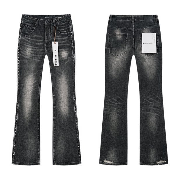 Meichao Spring and Autumn New Style Retro Splash Ink Piercing Hot Diamond Jeans High Street Washed Casual Trendy Micro Pull Pants Men (21)