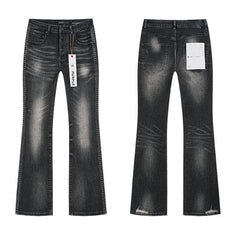 Meichao Spring and Autumn New Style Retro Splash Ink Piercing Hot Diamond Jeans High Street Washed Casual Trendy Micro Pull Pants Men (21)