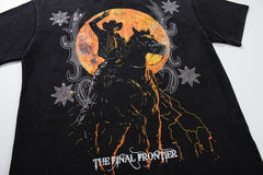 Supply Hills Black‑Washed Double‑Sided Graphic Print Crew‑Neck Streetwear T‑Shirt