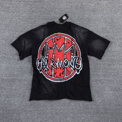 HVM Harmony Dark Scenery Graphic Black Tie‑Dye Double‑Sided Print Crew Neck Streetwear T‑Shirt