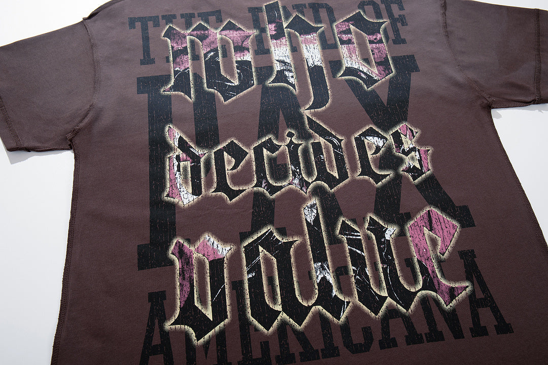 Consequences Higher Justice Burgundy‑Washed Double‑Sided Graphic Print Crew‑Neck Streetwear T‑Shirt
